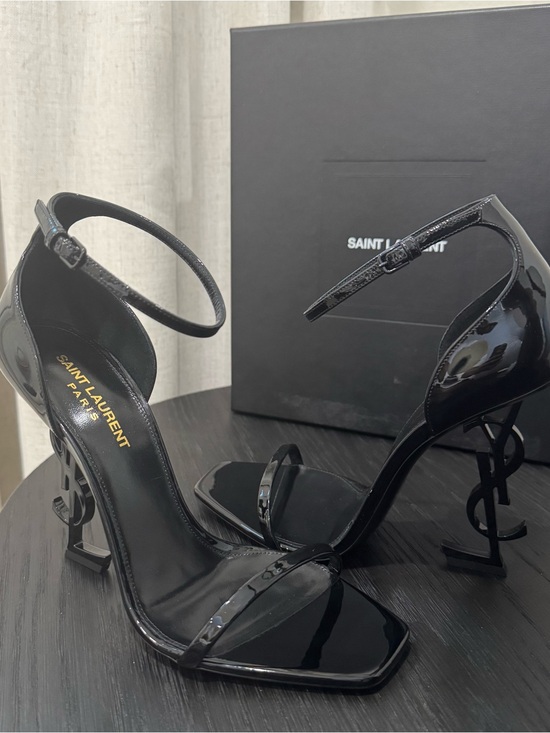 Saint Laurent YSL Opyum 110 Logo Heel Sandal Patent Black 40 main image 1